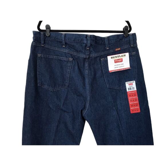 Wrangler Jeans Mens Size 40x32 Rustler Regular Fit Straight Leg Blue Denim Work - Picture 1 of 12